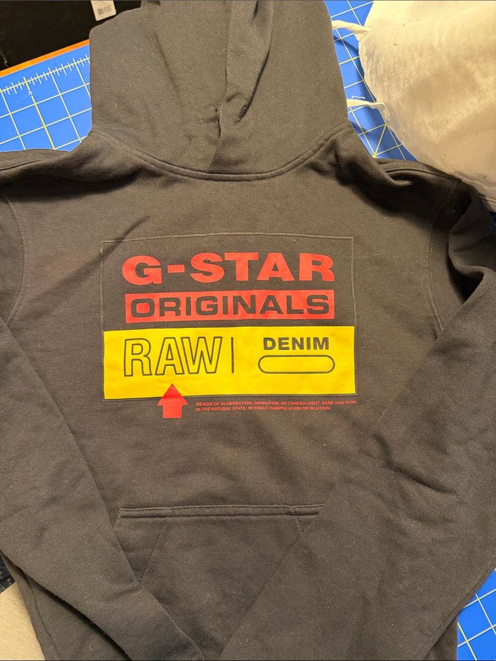 G-Star Originals Black Hoodie with Red & Yellow Logo Panel